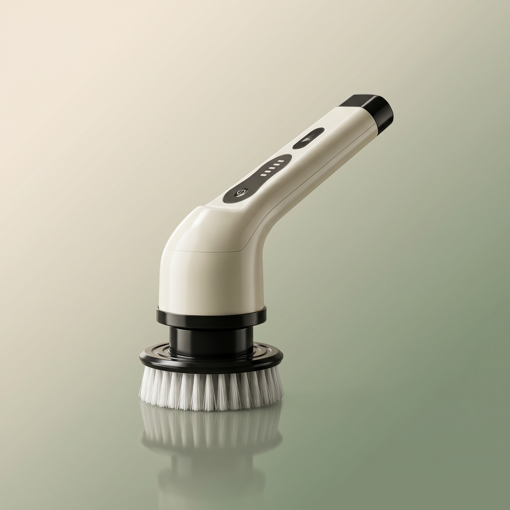 Lustra cordless spin scrubber on a soft sage gradient background